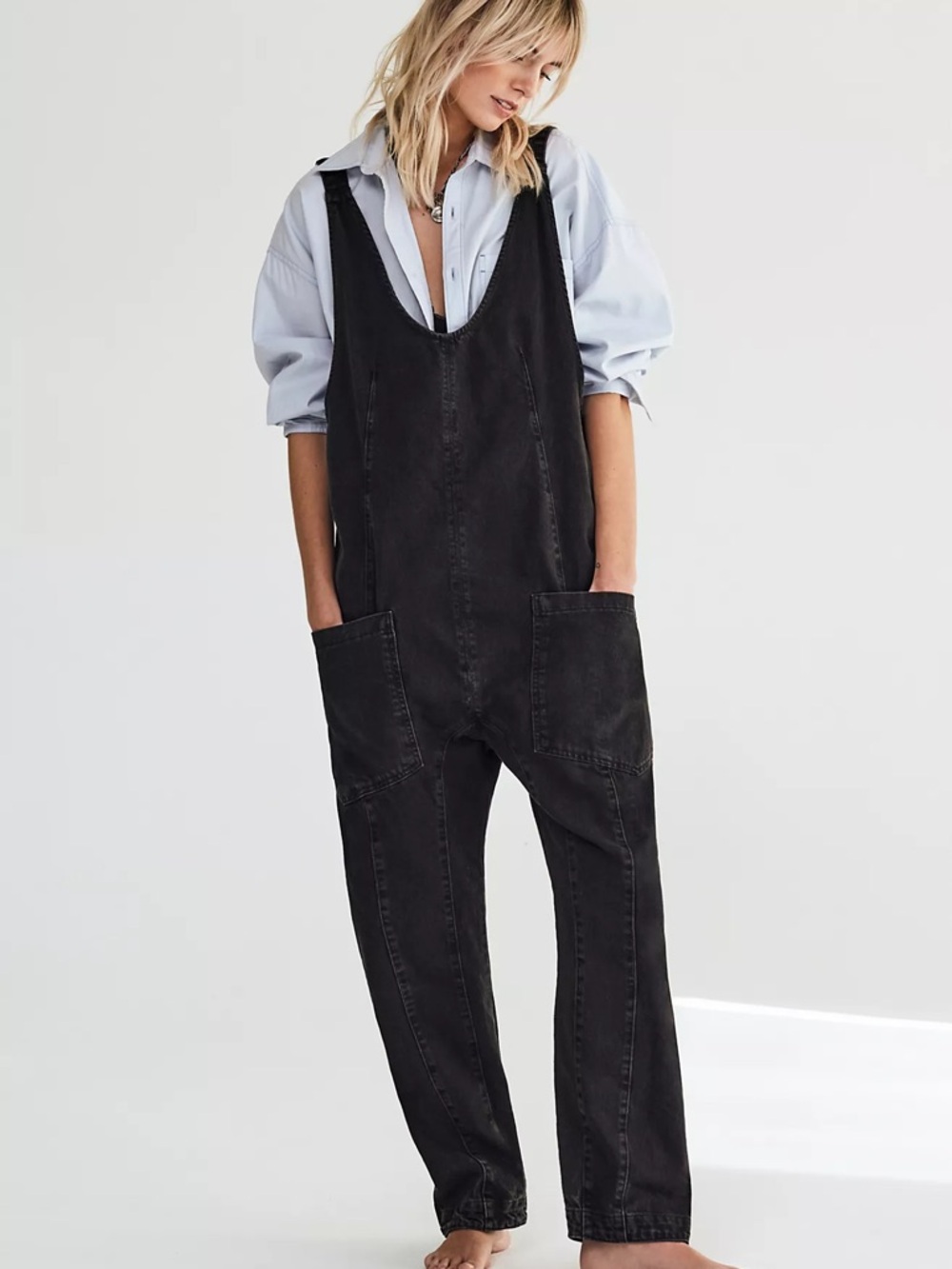 Free People High Roller Jumpsuit Mineral Black